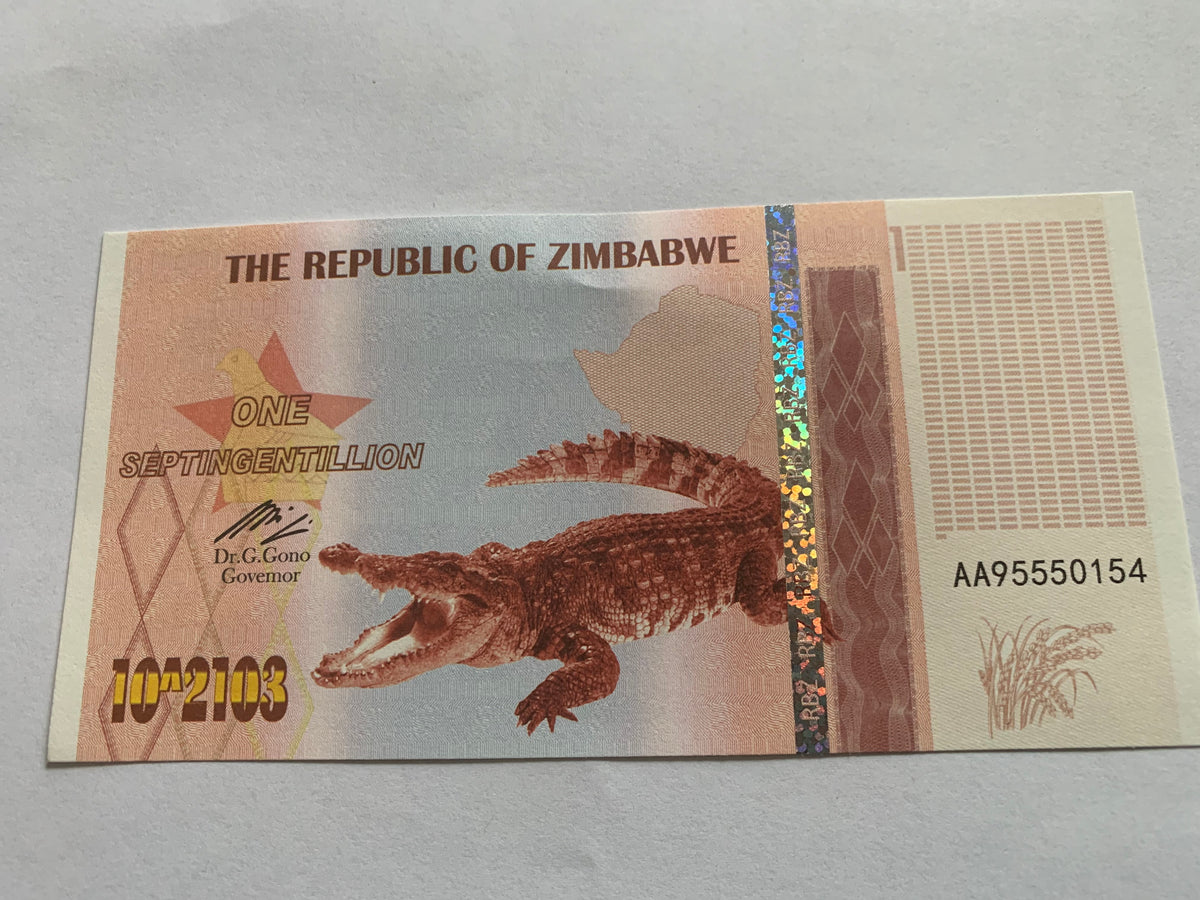Zimbabwe One Septingentillion Dollars Banknotes Gift currency – CoinLegend