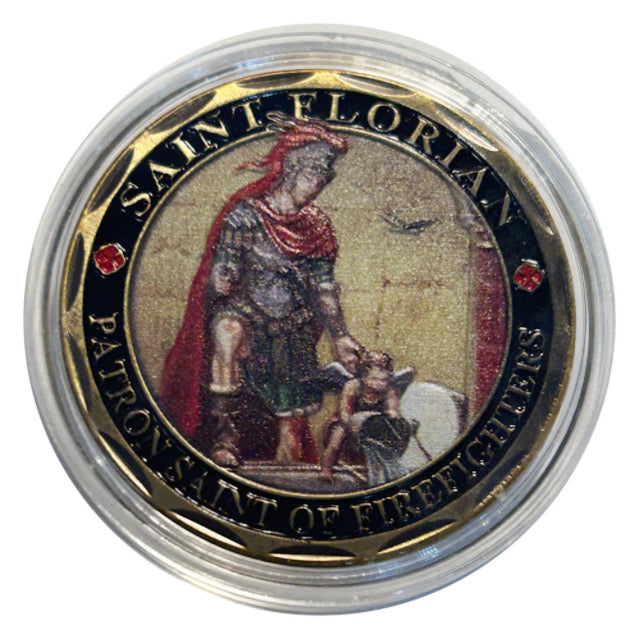 Lucky Craft Colored Coin Saint Florian Firefighter  in Plastic Capsule