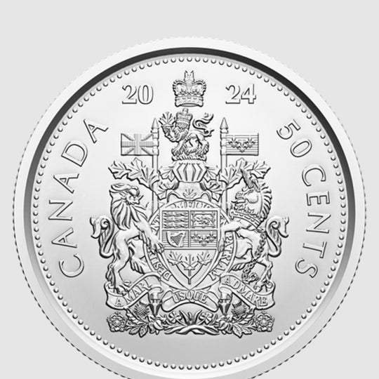 Canada 2024 King Charles III Uncirculated 50 Cent Coat of Arms Half Dollar Coin