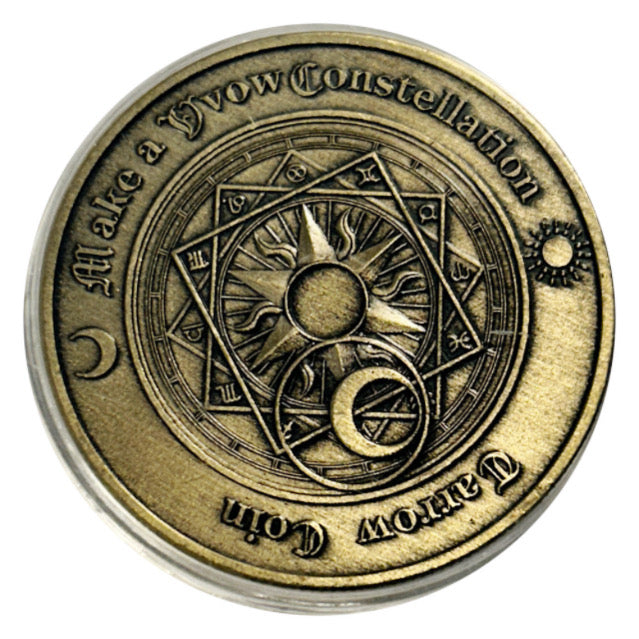Lucky Copper Coin Make a Vow Constellation  in Plastic Capsule