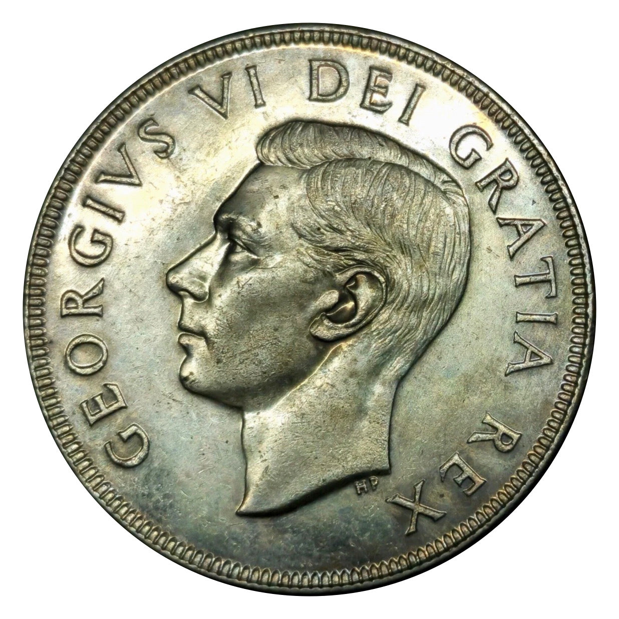 1950  Canadian Silver Dollar Coin 4 Water Lines  VF