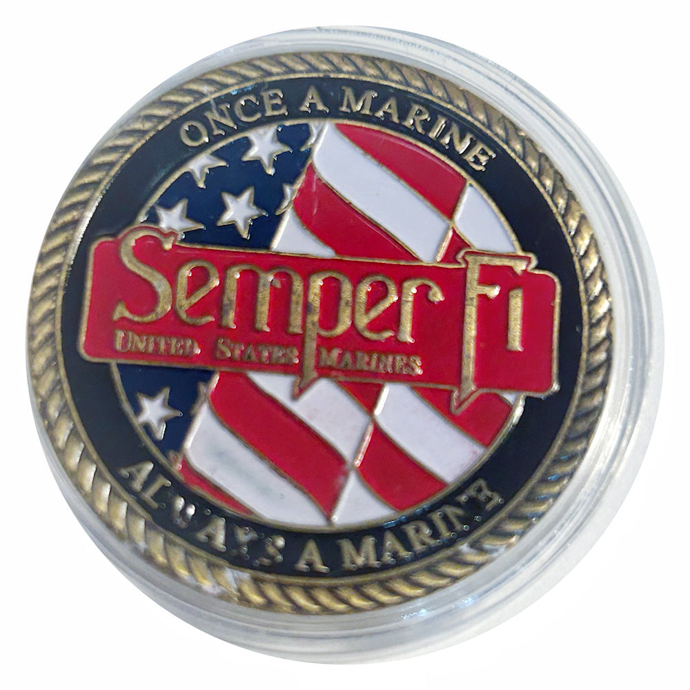 Lucky Craft Colored Coin Semper Fi United States Marines Challenge   in Capsule