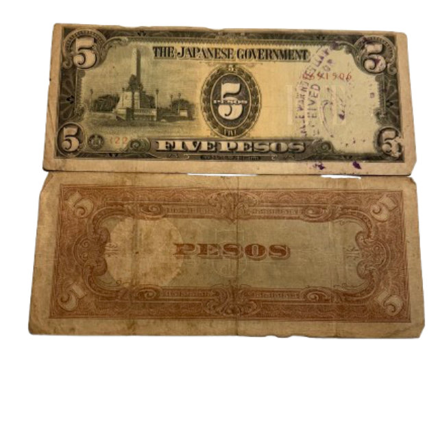 1943 Philippines Occupation Japanese government 5 Rupees Banknote VF