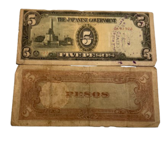 1943 Philippines Occupation Japanese government 5 Rupees Banknote VF