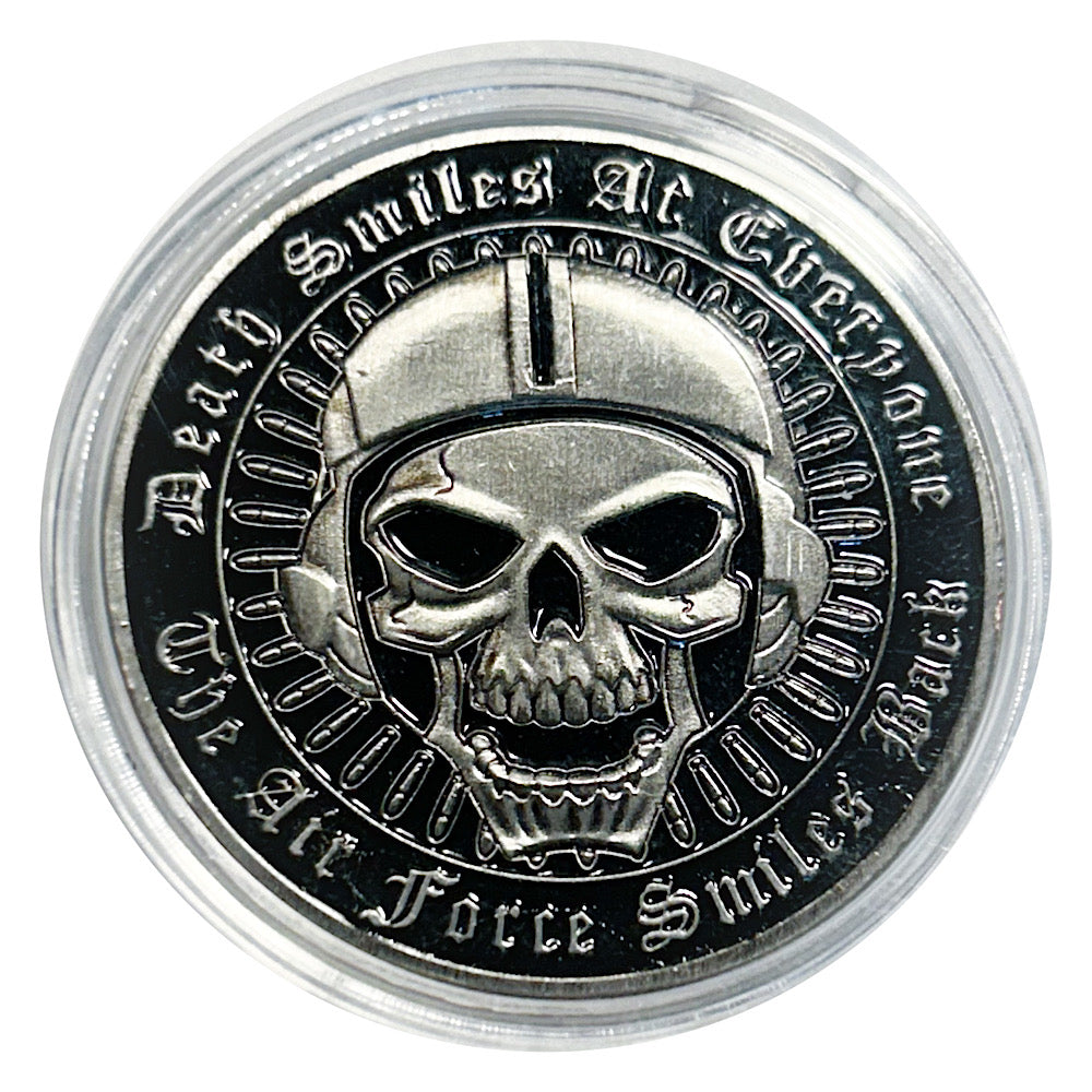 Lucky  Colored Coin United States Air Force Skeleton in Protective Plastic Capsule