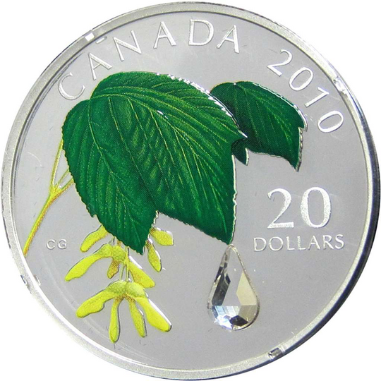 2010 Canada Silver  $20 Maple Leaf Crystal Raindrop PF 1.009oz, .9999