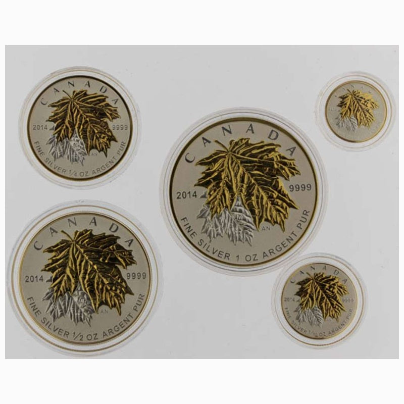 2014 Canada Maple Leaf Fractional 5-Coin Silver Proof Set 1.9 oz .9999