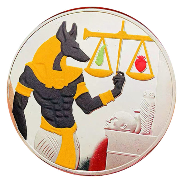 Lucky Coin Anubis Weighing  Gift Colored in Protective Plastic Capsule