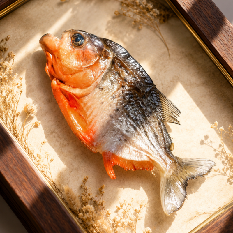 Real Piranha Taxidermy Shadow Box Framed Fish Specimen Natural Curio Home Decor