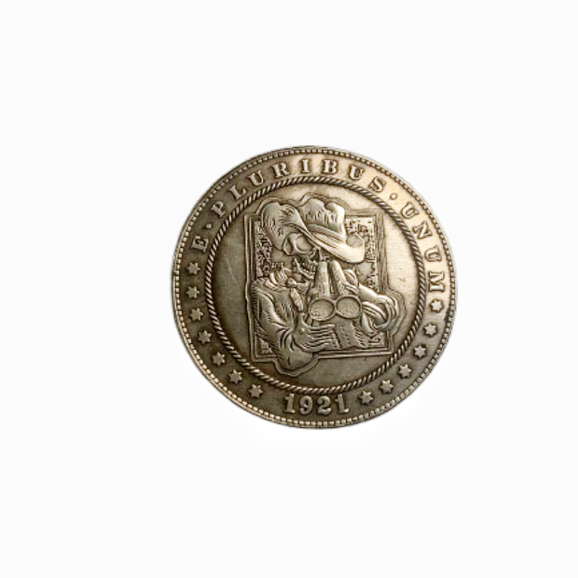 Copper Craft  Coin “Cowboy  Skeleton “40mm Hobo Nickel Big Coin
