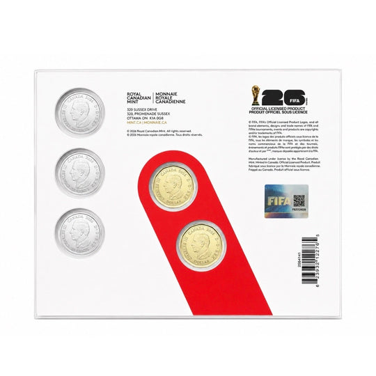 2026 $1 FIFA World Cup 5 Coin Set Canada UNC Loonie + 3 Quarters Collection