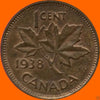 1938 1 Cent Canadian Penny Circulated Very Fine Condition