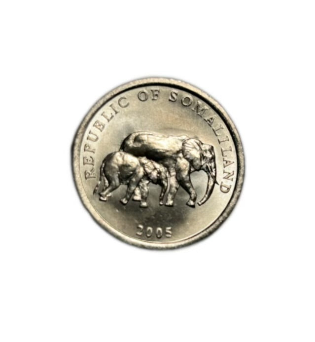 2005 Somaliland 5 Shillings Coin  Elephant Family Design  UNC
