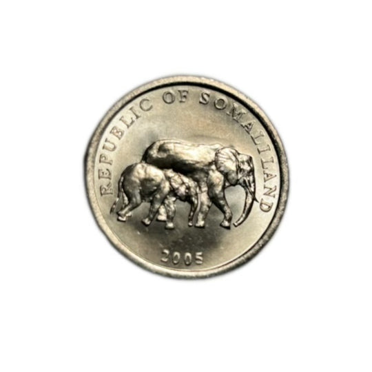 2005 Somaliland 5 Shillings Coin  Elephant Family Design  UNC