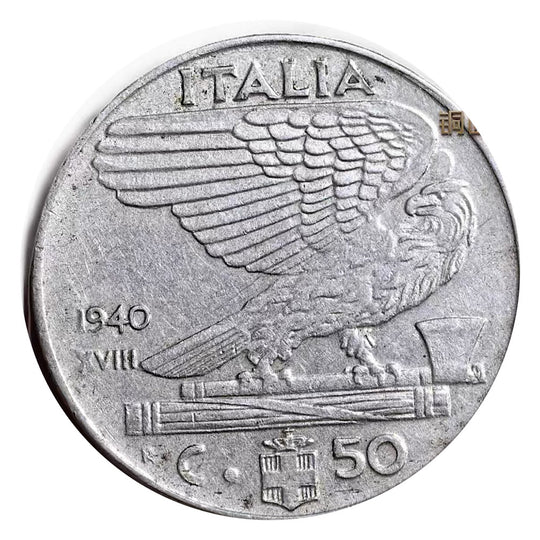 1940 R Italy 50 Centesimi Old XF Coin Benito Mussolini Fascist Era WWII
