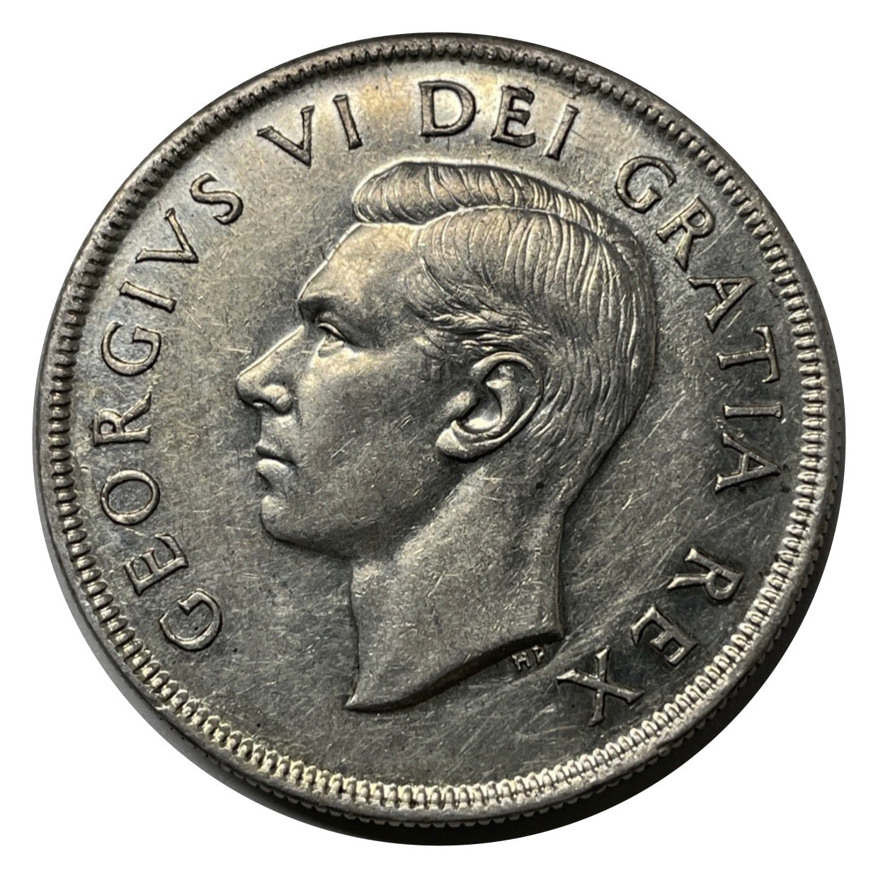 1950 Canadian Silver Dollar Coin Short Waterlines VF