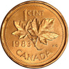 1983 Canadian One Cent Copper Penny  Far Beads BU