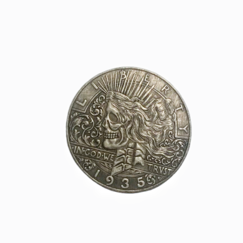 Copper Craft  Coin “1935 Skeleton Liberty  “40mm Hobo Nickel Big Coin