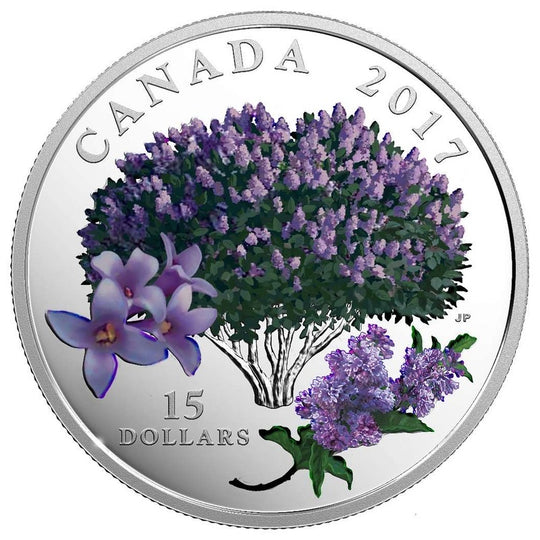 2017 $15 Celebration of Spring – Lilac Blossoms, .745 oz .9999 Silver