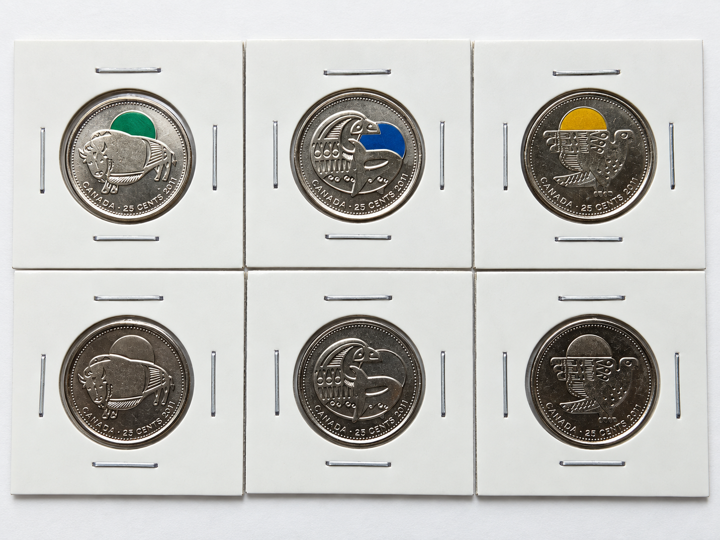 2011 Canada 25 Cent Legendary Nature Coin Set – 6 Pcs Colored & Non-Colored