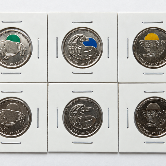 2011 Canada 25 Cent Legendary Nature Coin Set – 6 Pcs Colored & Non-Colored