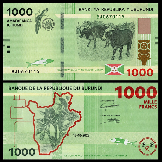 2018 Burundi 1000 Francs  P-52 UNC African World Paper Money