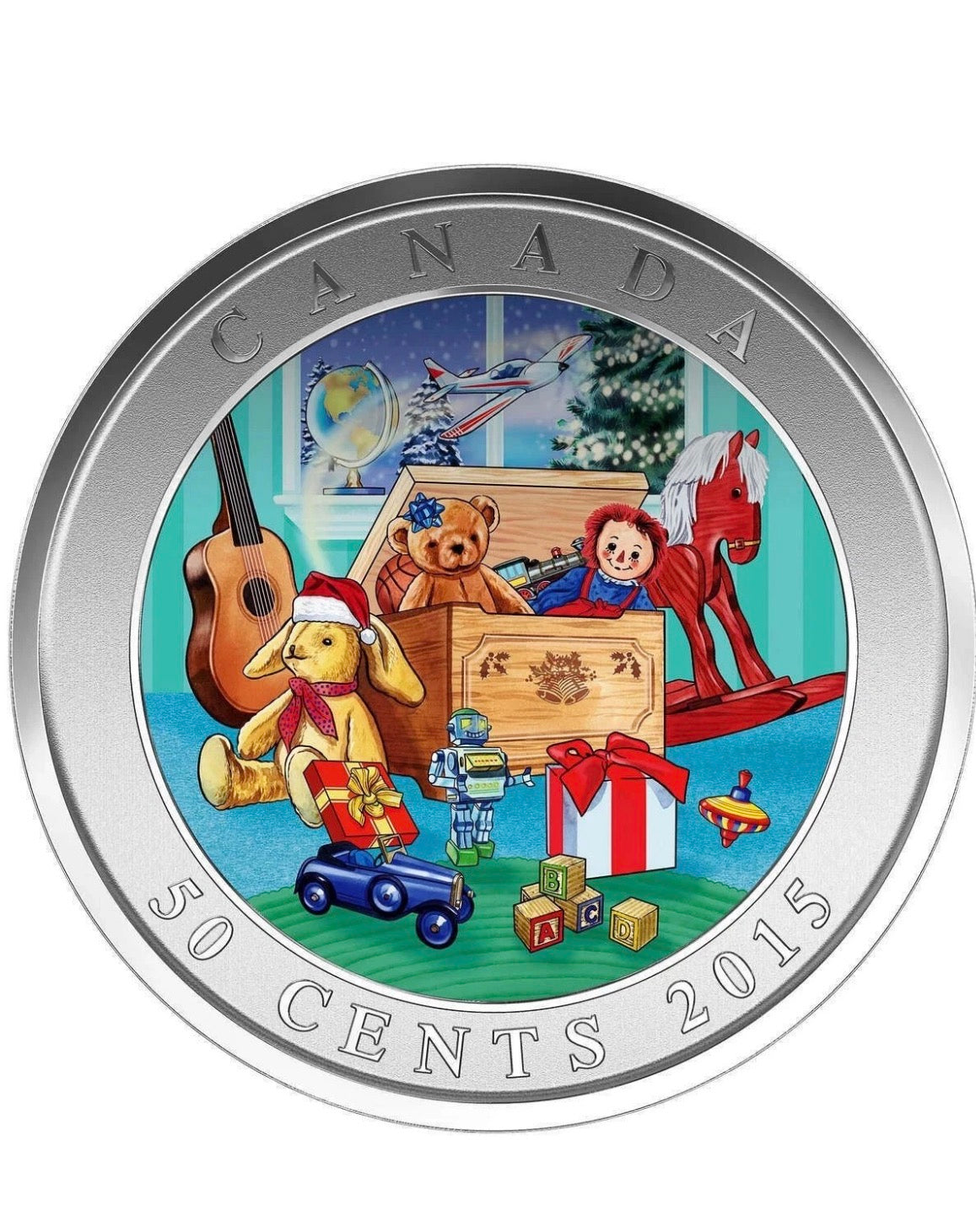 Canada Base Metal 2015 50 Cents Holiday Toy Box - Lenticular Series