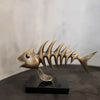 Modern Brass Fish Skeleton Sculpture – Luxury Abstract Coastal Home Decor Statue
