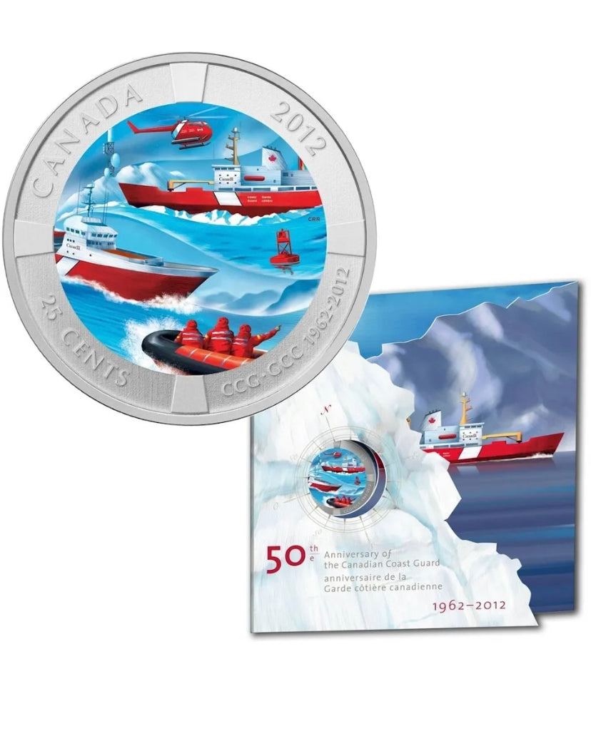 Canada 2012 - Canadian Coast Guard 50 Years - Coloured 25c Coin RCM Packaging!