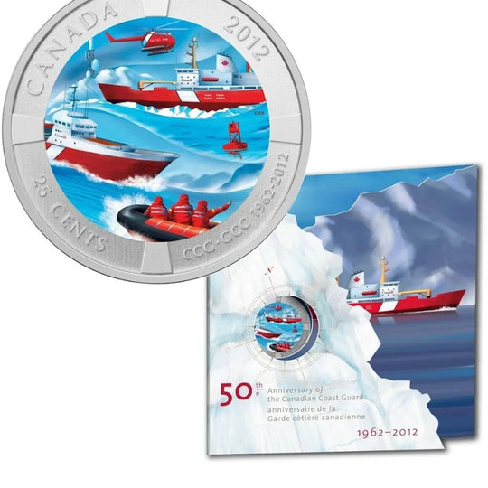 Canada 2012 - Canadian Coast Guard 50 Years - Coloured 25c Coin RCM Packaging!