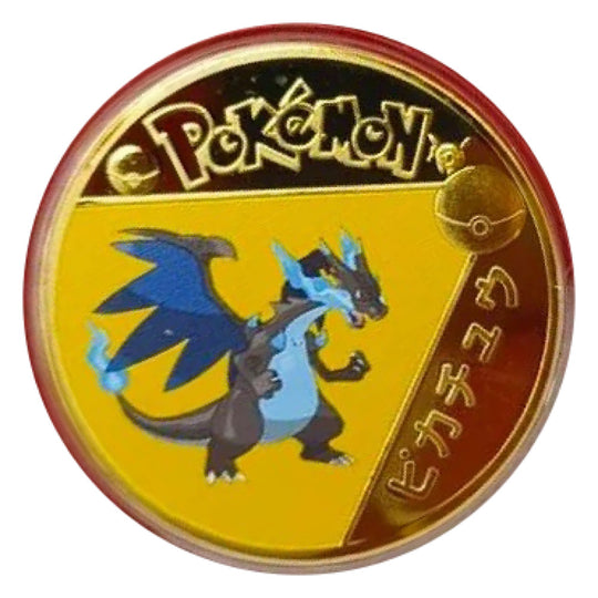 Pokemon Mega Charizard X Colorized Collectible Coin Japanese Anime Dragon Round