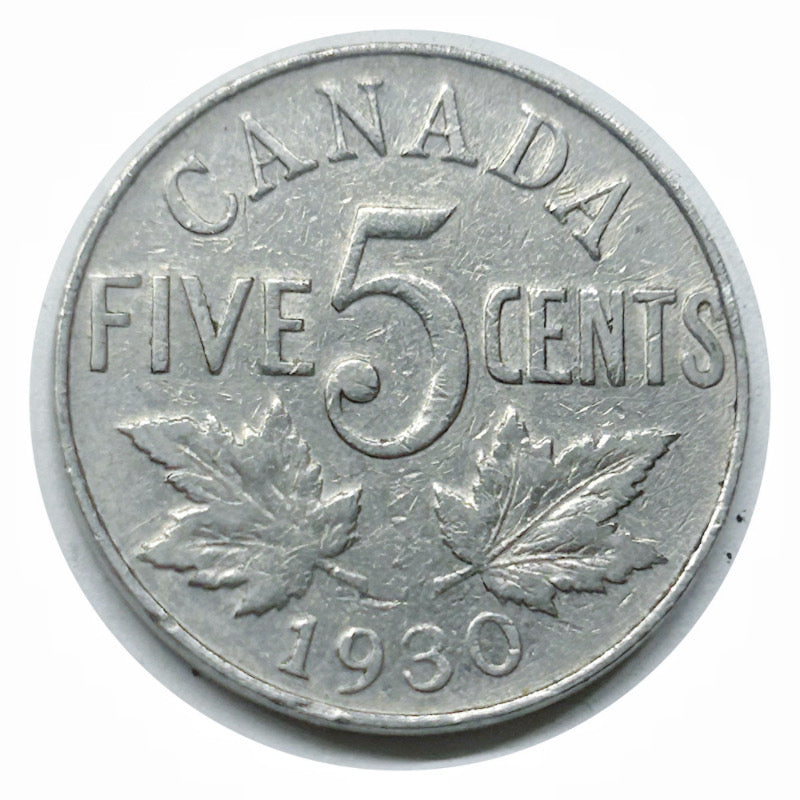 1930 Kanadische 5-Cent-Beaver-Nickelmünze (Umlauf) VF