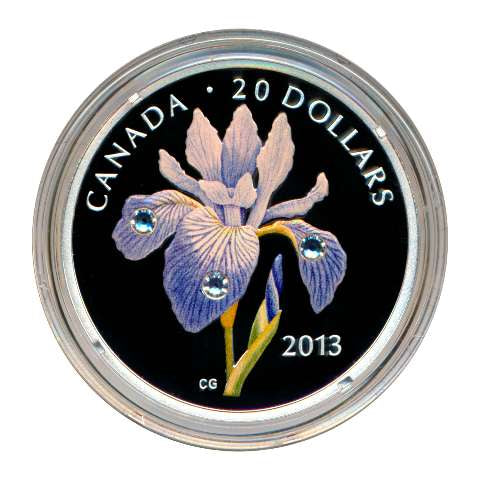 2013 Canada $20 Blue Flag Iris Wildflower .9999 Silver Proof Coin