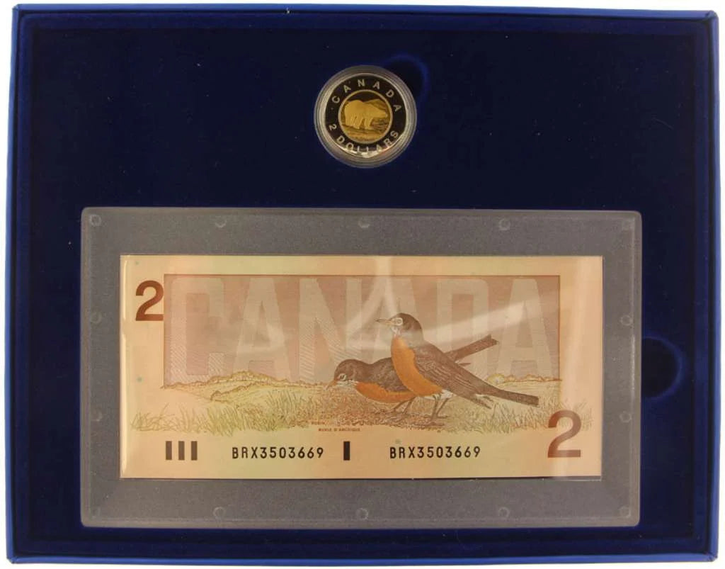 1996 Canada $2 Polar Bear Coin and Banknote Proof Set RCM