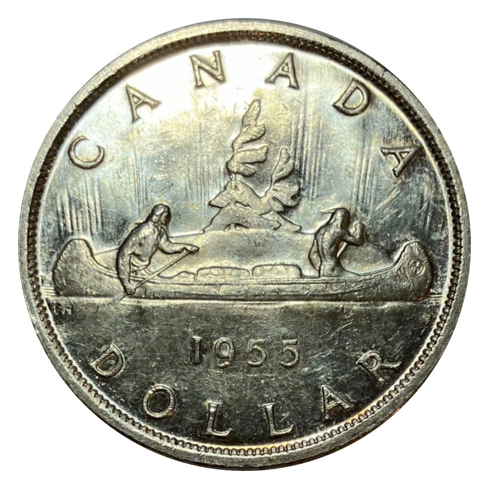 1955 Canadian Silver Dollar Coin Arnprior With No Die Break EF