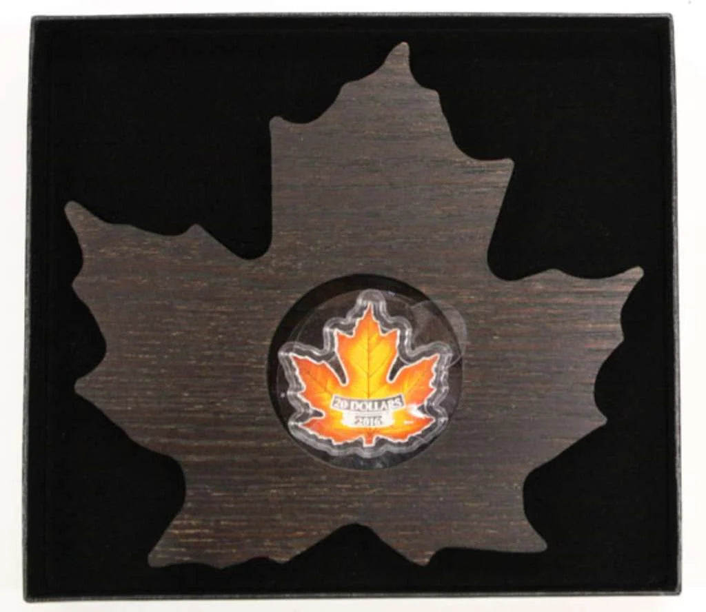 2016 Canada $20 Colourful Maple Leaf Shaped 1 oz Silver Proof Coin