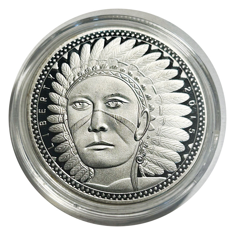 Lucky Coin Native Chief Portrait in Protective Plastic Capsule
