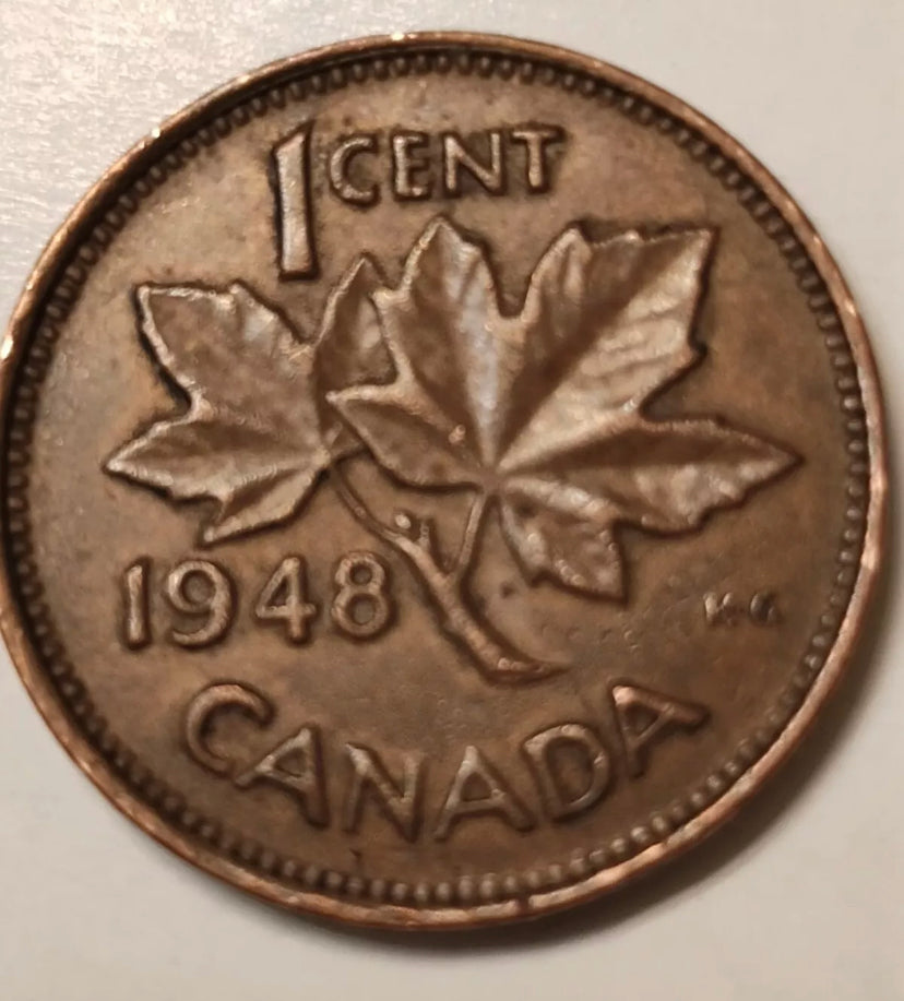 1948 1 Cent Canadian Penny Circulated Very Fine Condition