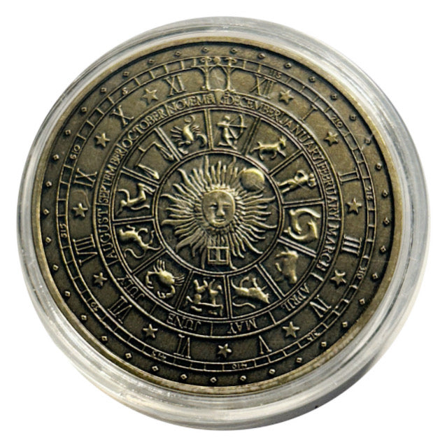 Lucky Copper Coin Make a Vow Constellation  in Plastic Capsule