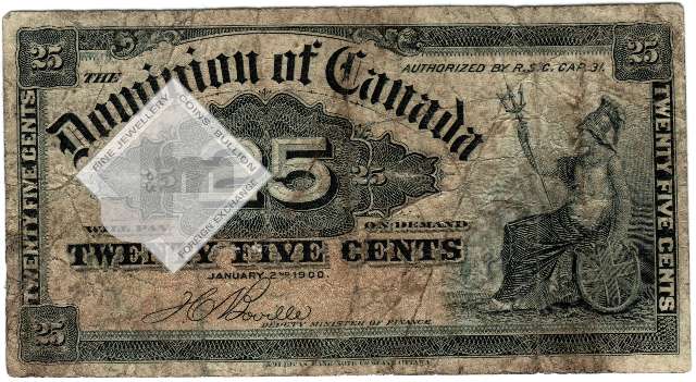 1900 Canada25 Cents Banknote