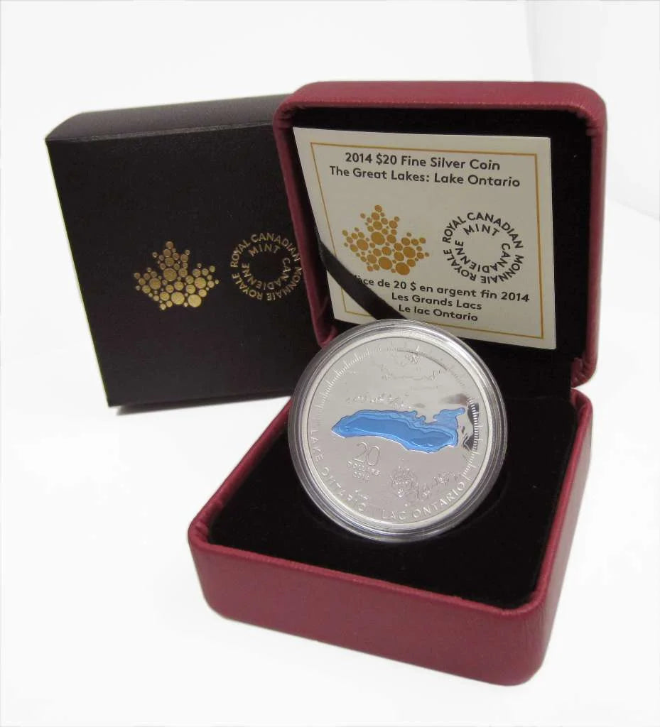 2014 Canada $20 Great Lakes Lake Ontario 1 oz .9999 Silver Proof Coin
