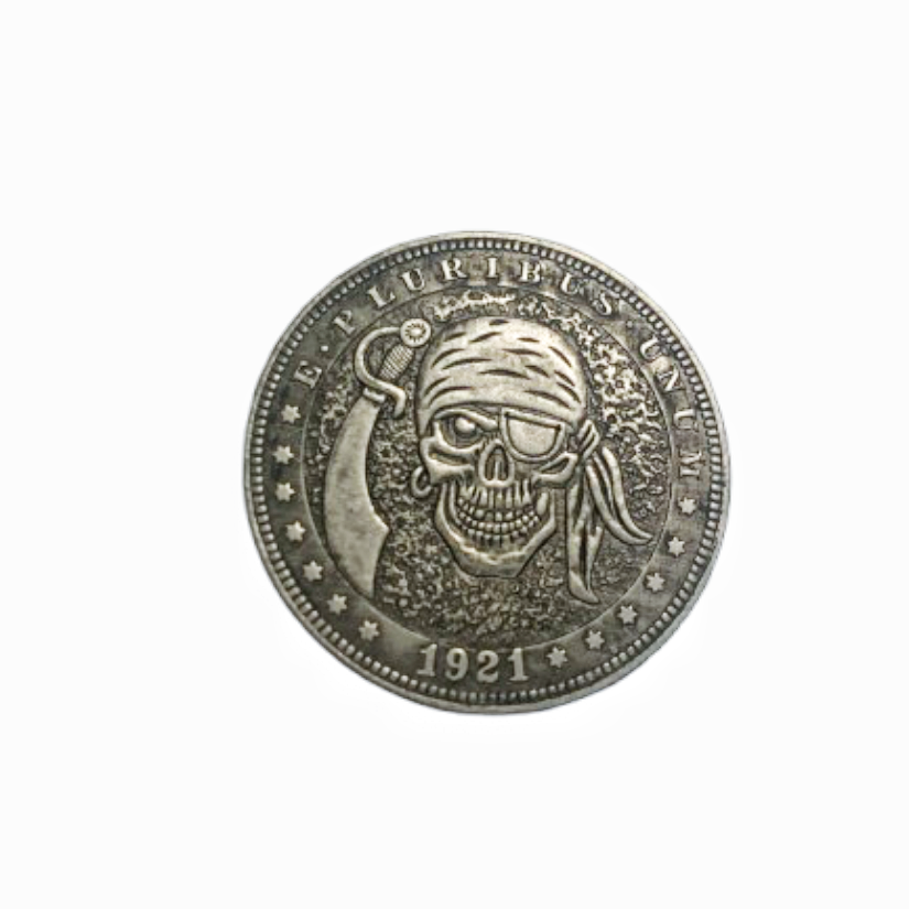 Copper Craft  Coin “1921 Pirate Skull  “40mm Hobo Nickel Big Coin