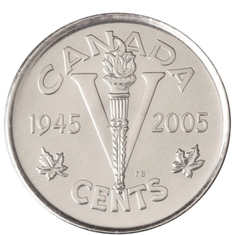 2005 Canada 5 Cents “Victory” WWII Commemorative Coin 60th Anniversary VE Day BU