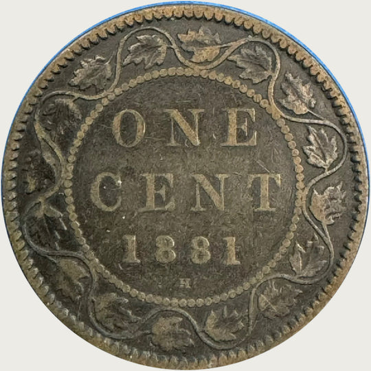 1881 H Queen Victoria large one cent Penny Coin VG