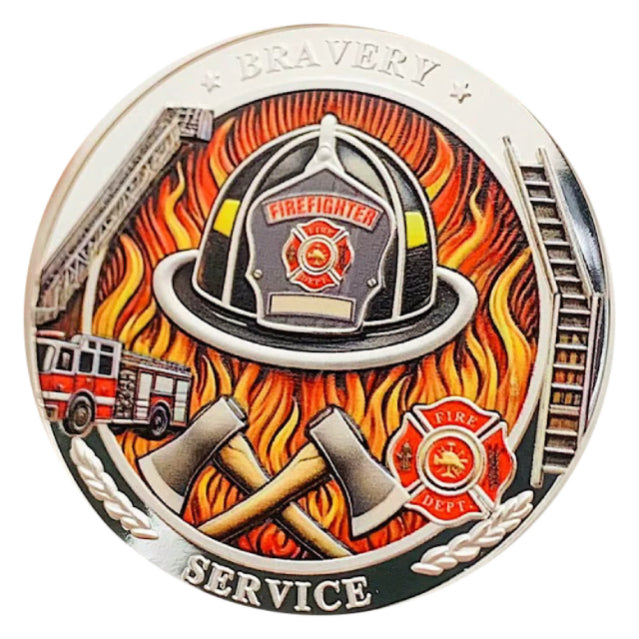 Lucky Coin Colored Firefighter in Protective Plastic Capsule