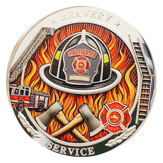Lucky Coin Colored Firefighter in Protective Plastic Capsule