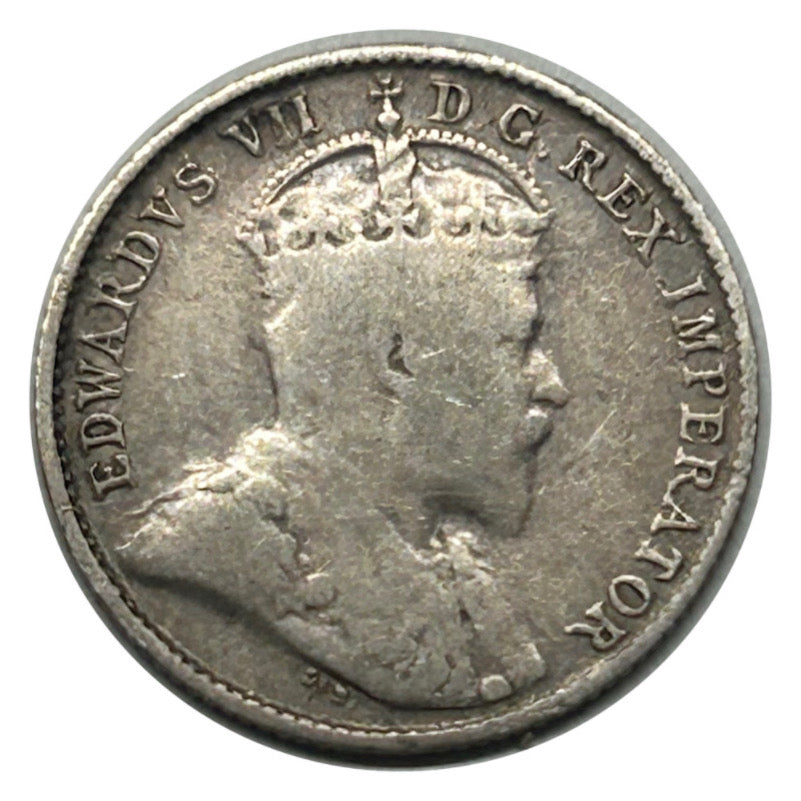 1904 Canadian Silver 5 Cents Edward VII Coin VG