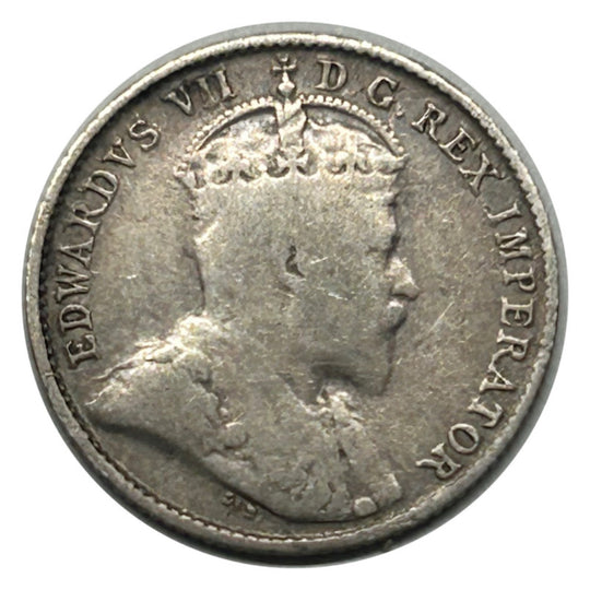 1904 Canadian Silver 5 Cents Edward VII Coin VG