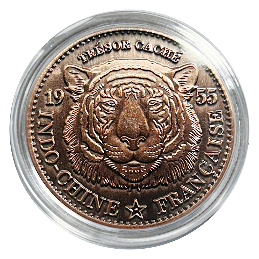 Lucky Copper Coin Tiger Symbol in Plastic Capsule