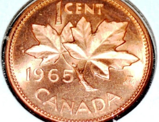 1965 KANADA 1 Cent Small Bead Blunt